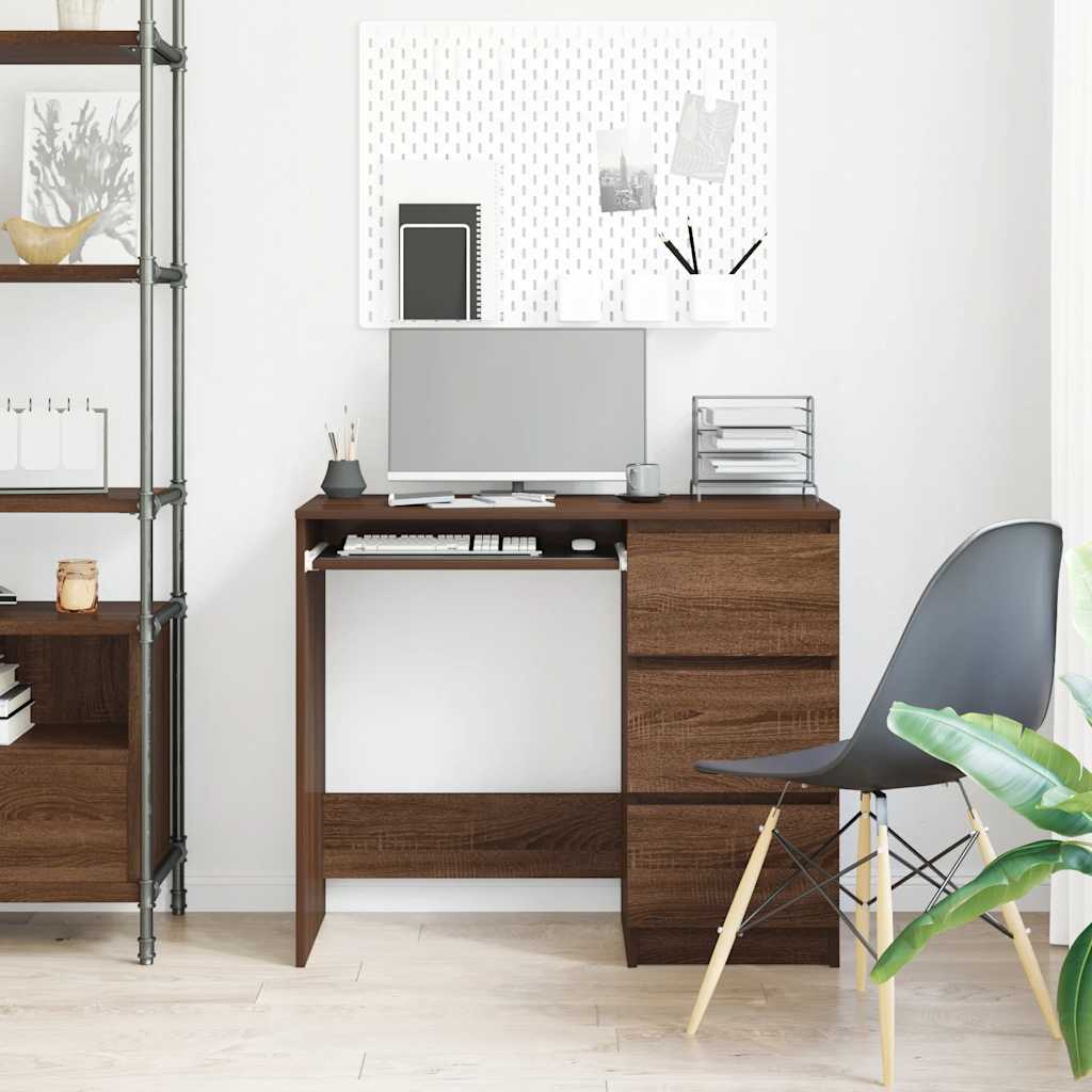 Desk Brown Oak 90x45x76 cm Engineered Wood
