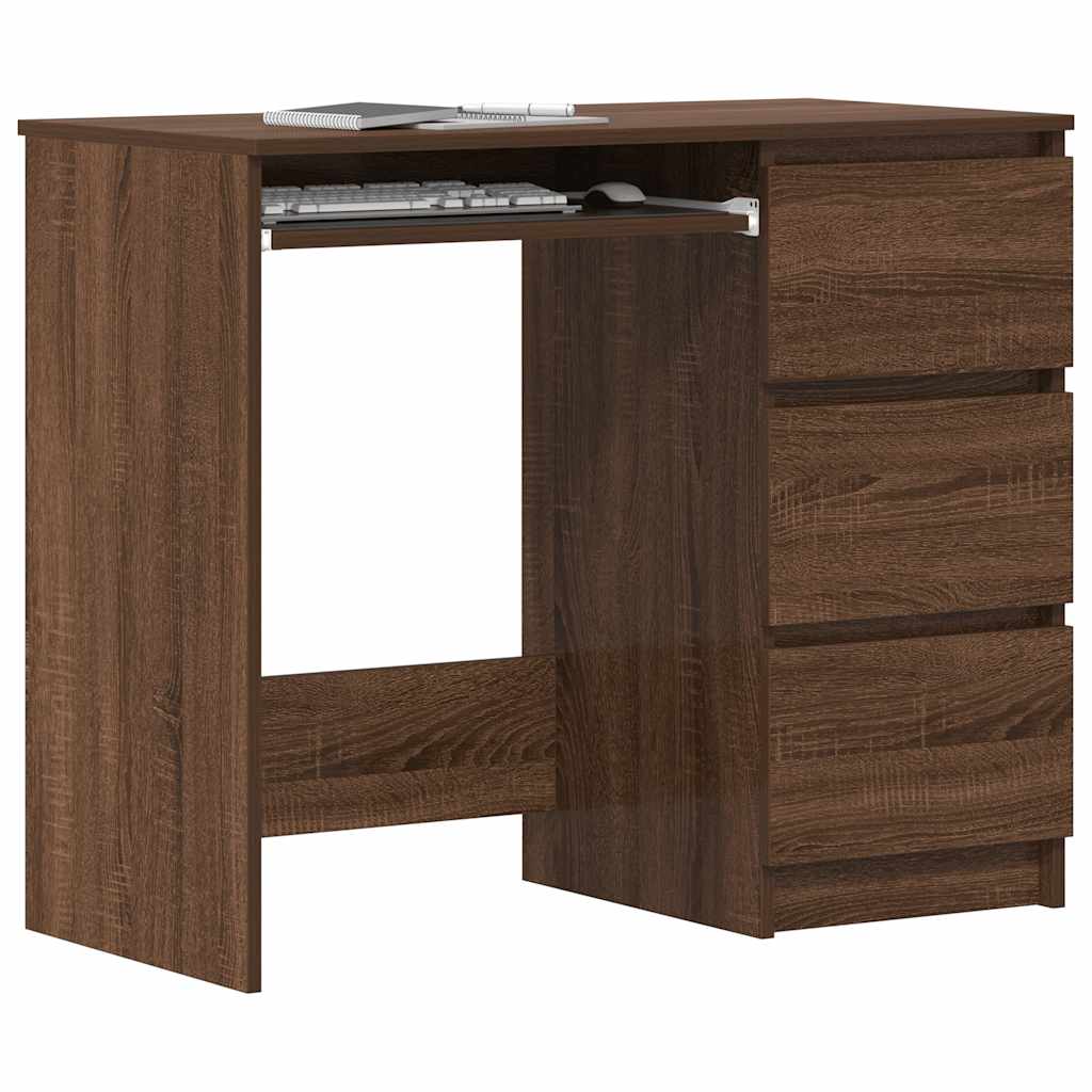 Desk Brown Oak 90x45x76 cm Engineered Wood