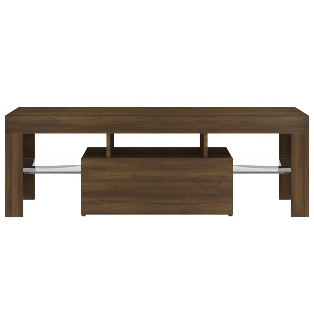 TV Cabinet with LED Lights Brown Oak 120x35x40 cm