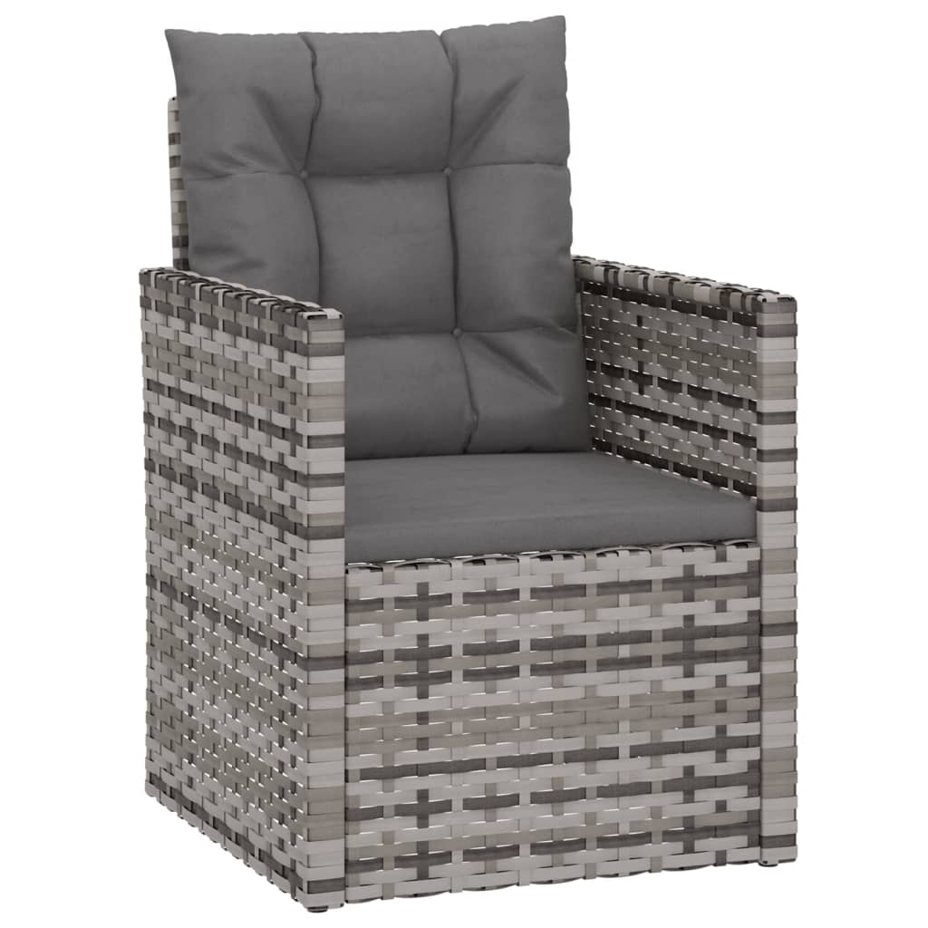 3 Piece Outdoor Lounge Set with Cushions Poly Rattan Grey