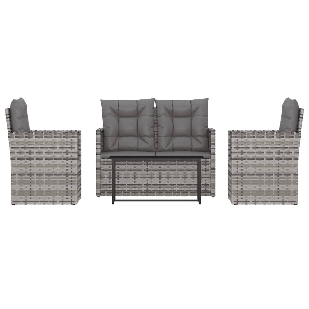 4 Piece Outdoor Lounge Set with Cushions Poly Rattan Grey