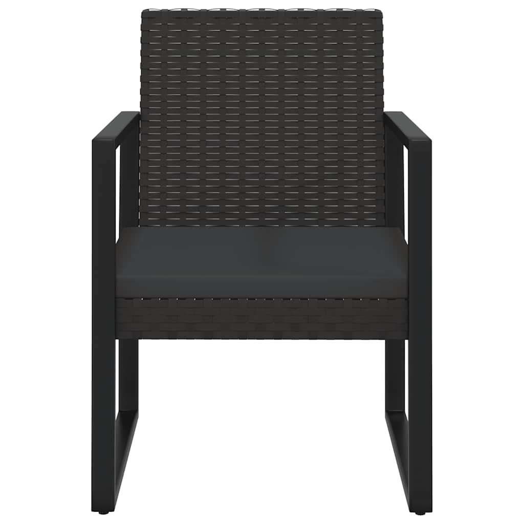4 Piece Garden Lounge Set with Cushions Black Poly Rattan