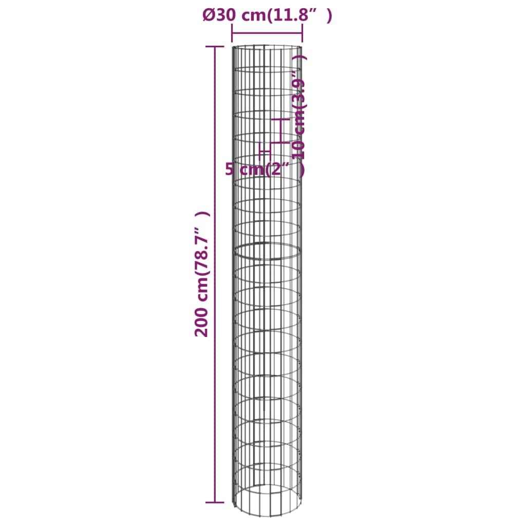 Circular Gabion Raised Beds 3 pcs Galvanised Steel Ø30x200 cm