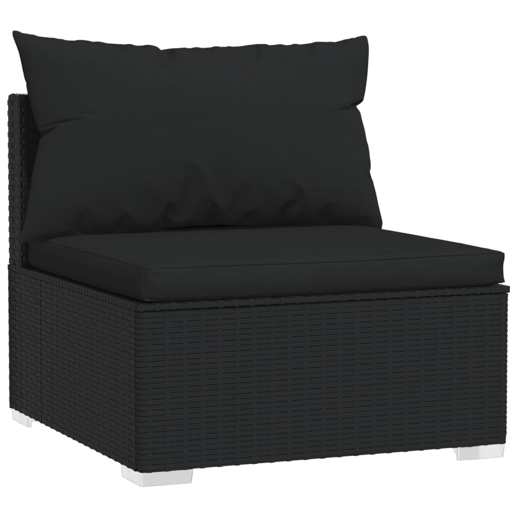 3 Piece Garden Lounge Set with Cushions Poly Rattan Black