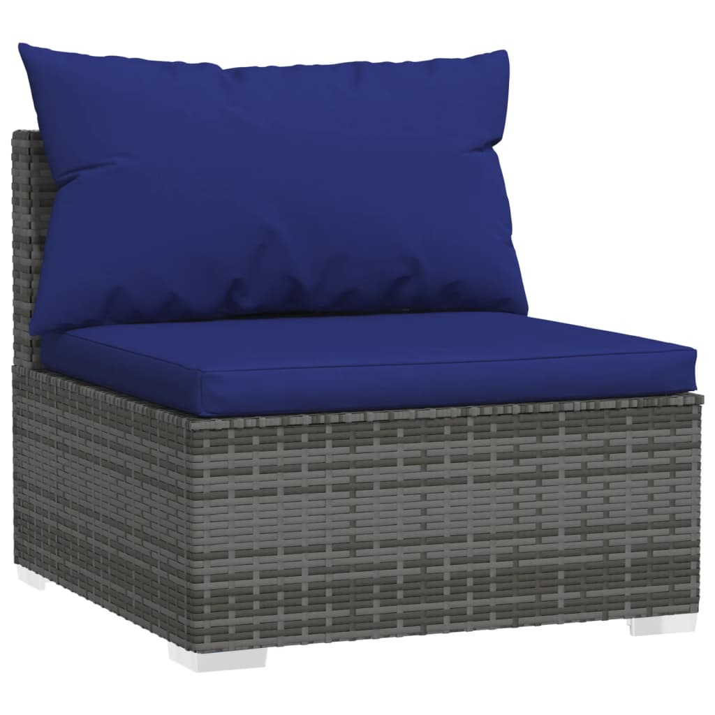 4 Piece Garden Lounge Set with Cushions Poly Rattan Grey