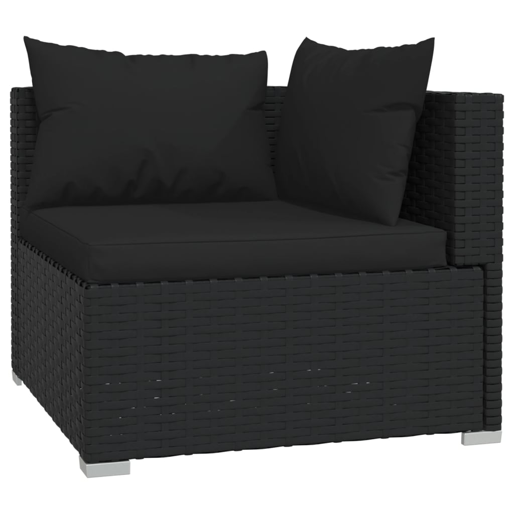 5 Piece Garden Lounge Set with Cushions Poly Rattan Black