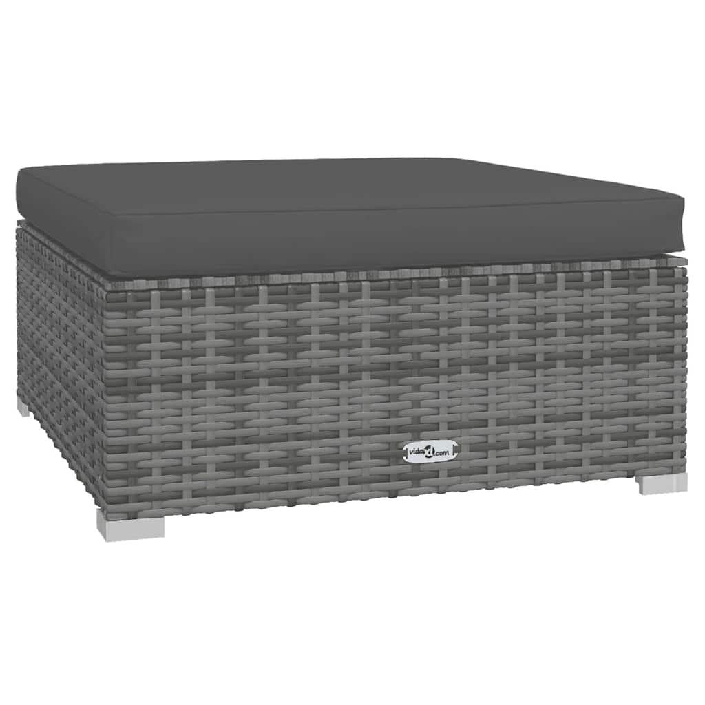 5 Piece Garden Lounge Set with Cushions Poly Rattan Grey