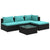 5 Piece Garden Lounge Set with Cushions Poly Rattan Black