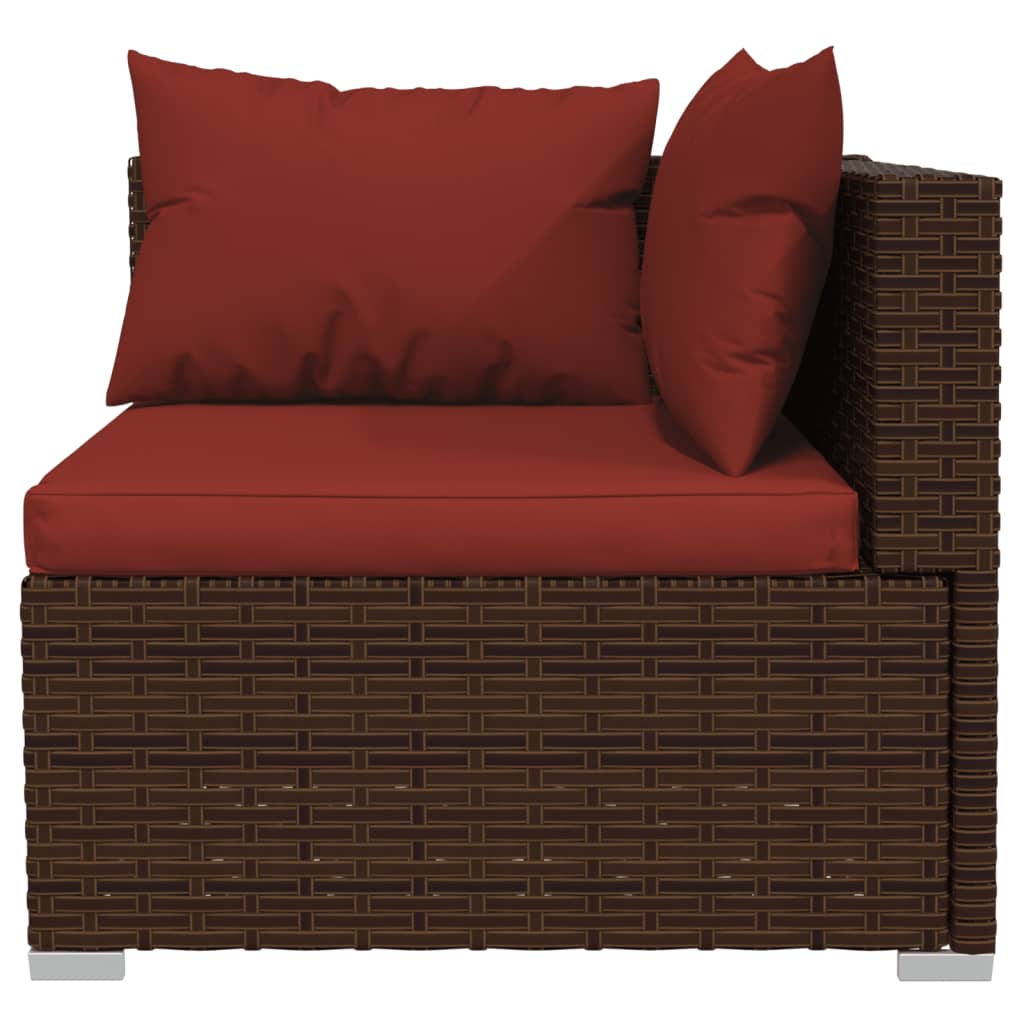 6 Piece Garden Lounge Set with Cushions Poly Rattan Brown