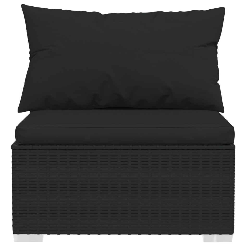 13 Piece Garden Lounge Set with Cushions Black Poly Rattan