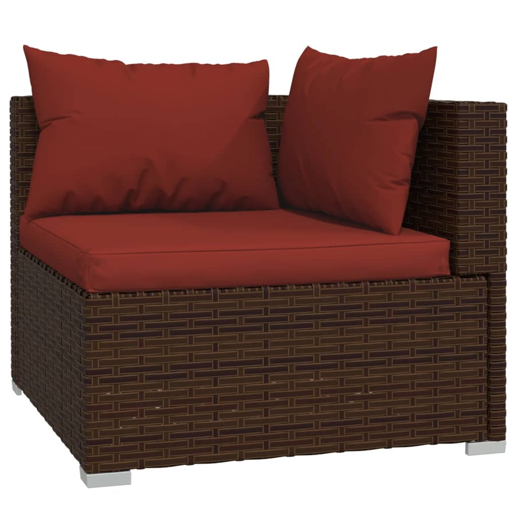 6 Piece Garden Lounge Set with Cushions Poly Rattan Brown