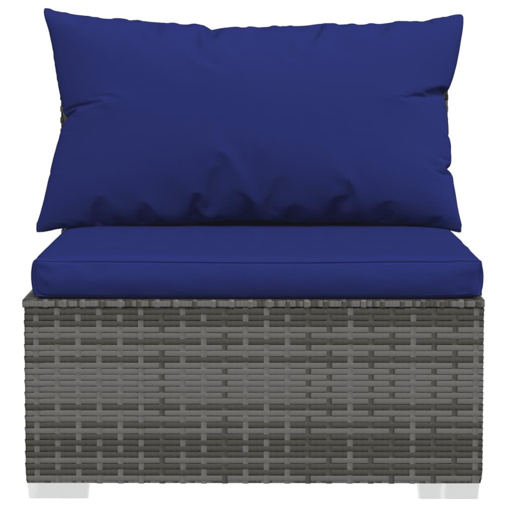 9 Piece Garden Lounge Set with Cushions Poly Rattan Grey