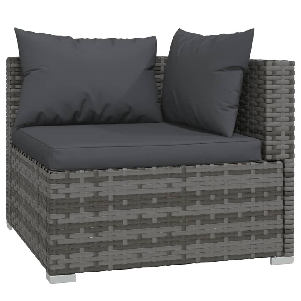 9 Piece Garden Lounge Set with Cushions Poly Rattan Grey