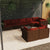 9 Piece Garden Lounge Set with Cushions Brown Poly Rattan