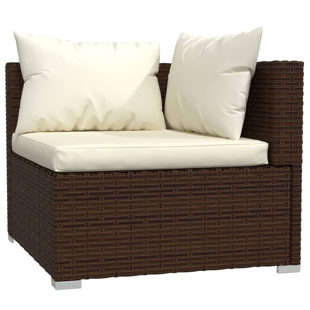 12 Piece Garden Lounge Set with Cushions Poly Rattan Brown