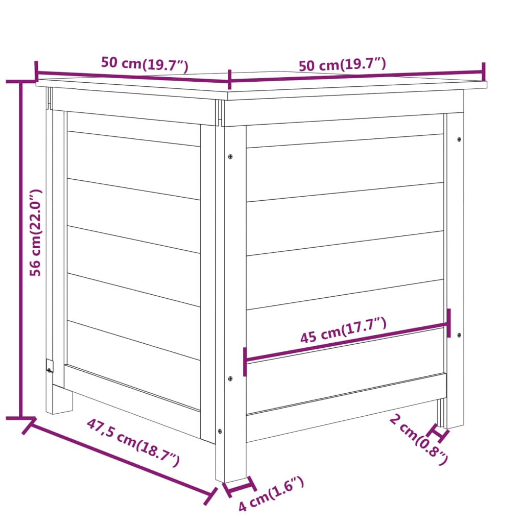 Outdoor Cushion Box 50x50x56 cm Solid Wood Fir