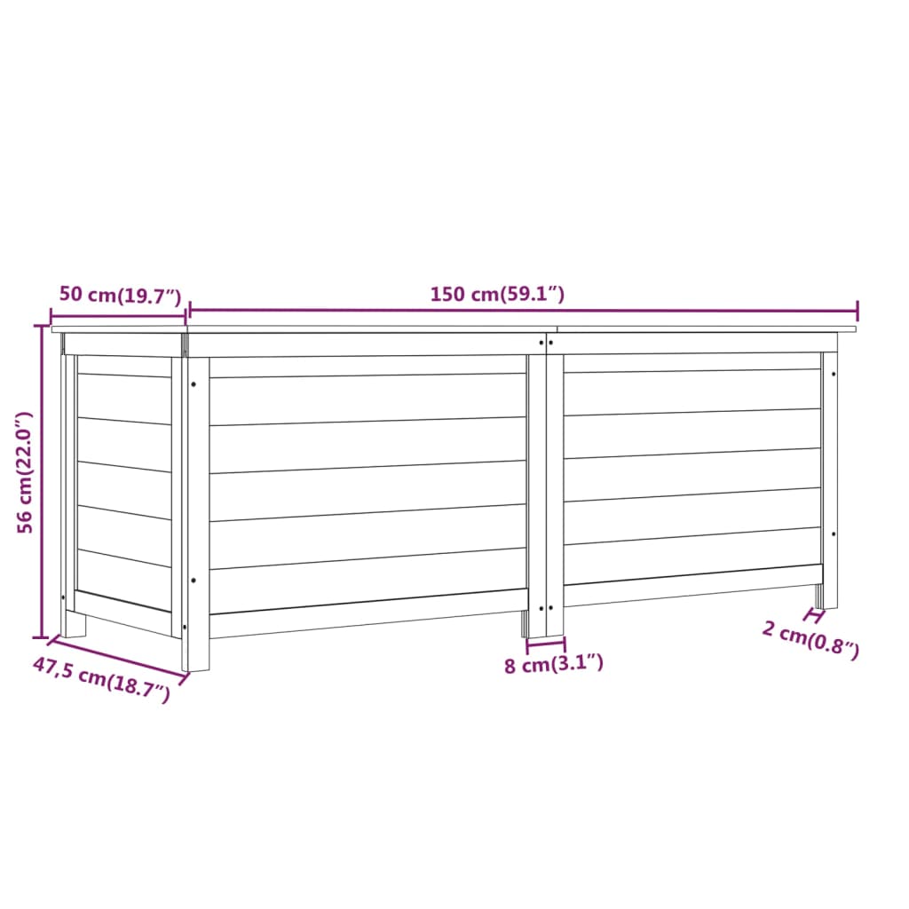 Outdoor Cushion Box 150x50x56 cm Solid Wood Fir