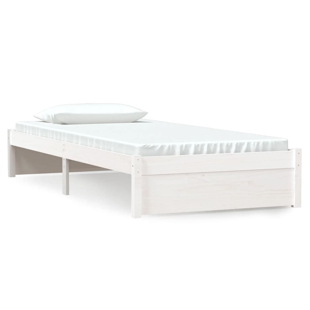 Bed Frame without Mattress White Solid Wood 90x190 cm