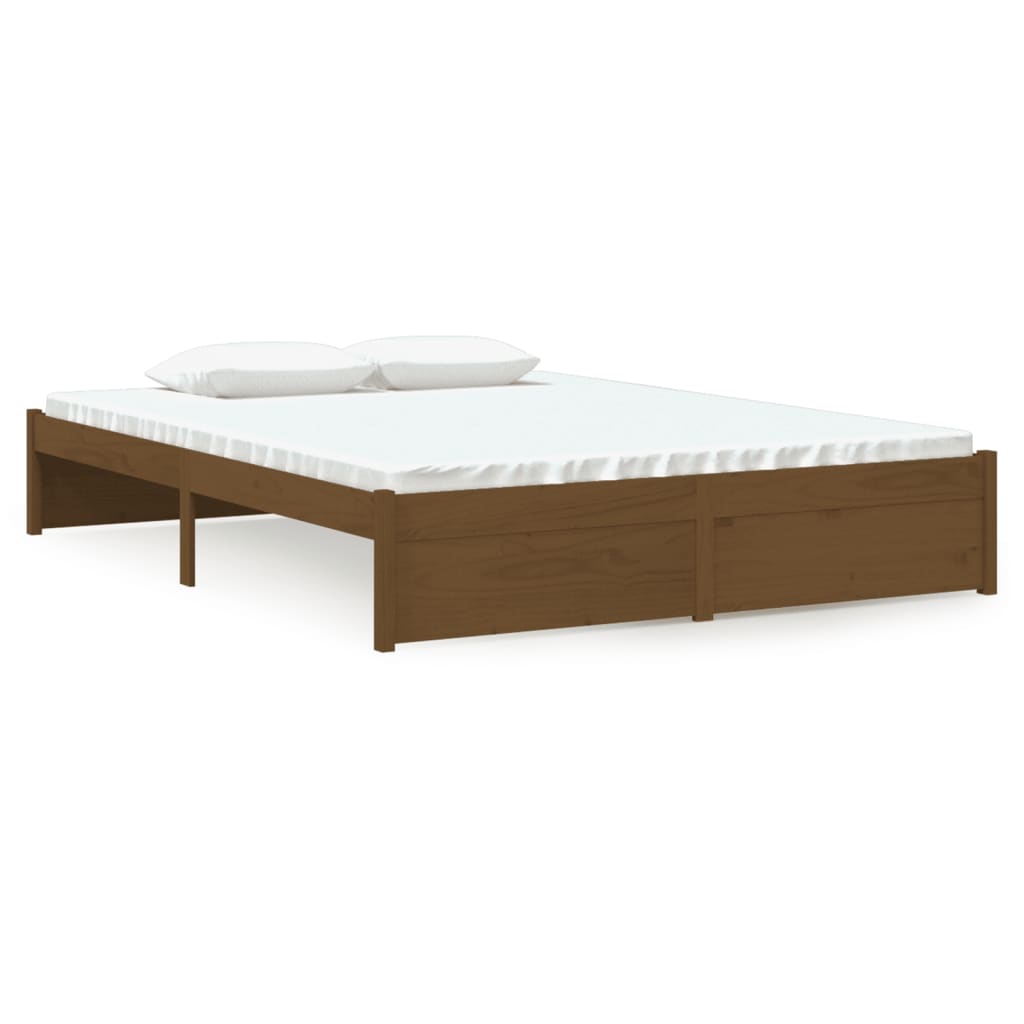 Bed Frame without Mattress Honey Brown Solid Wood 135x190 cm