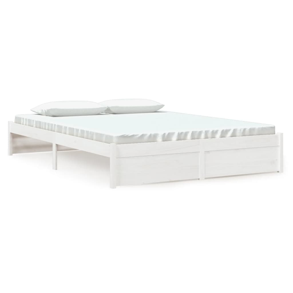 Bed Frame without Mattress White Solid Wood 150x200 cm