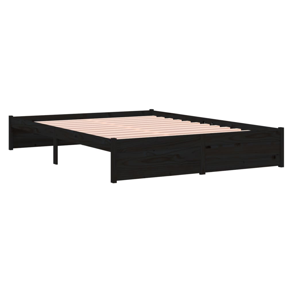 Bed Frame without Mattress Black Solid Wood 150x200 cm