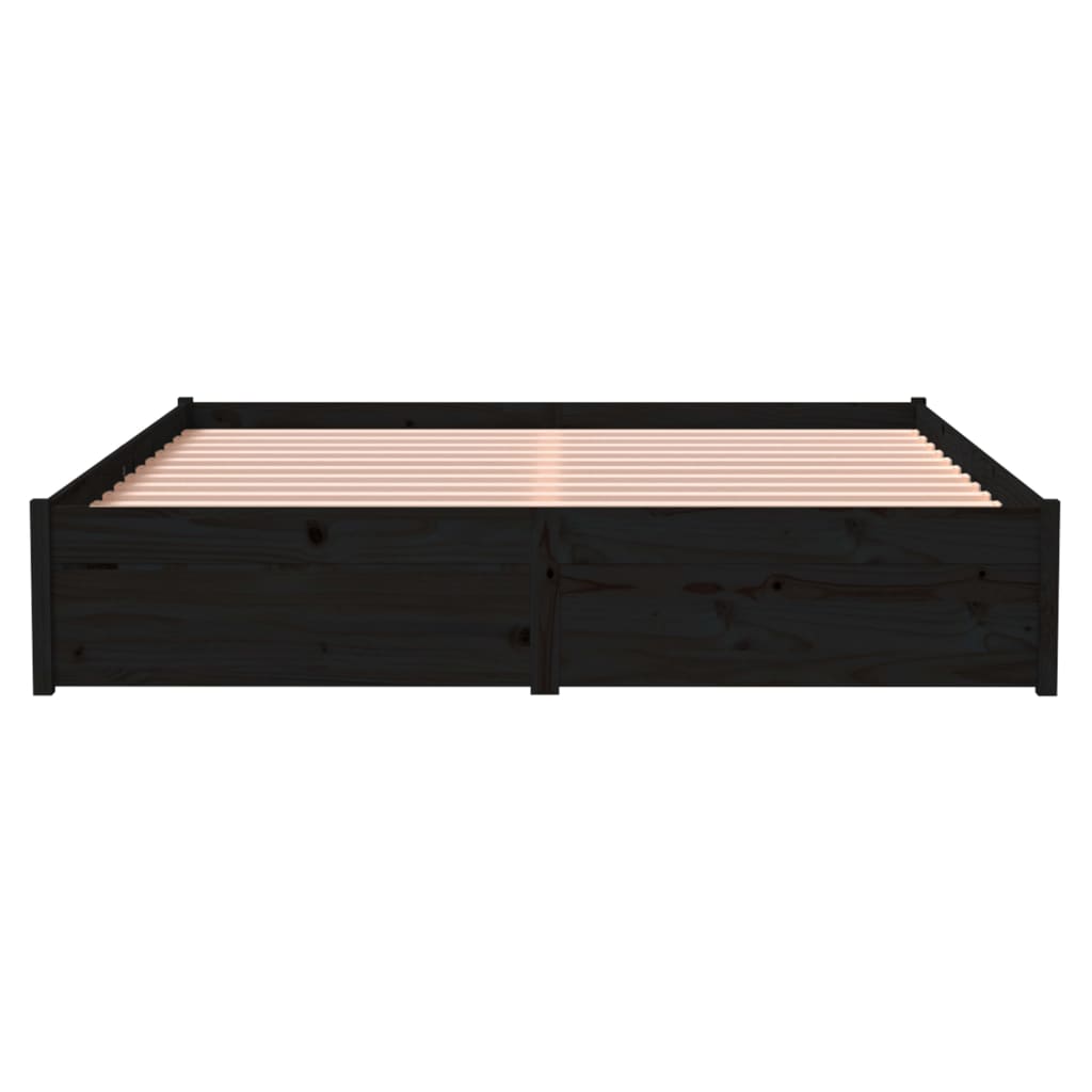 Bed Frame without Mattress Black Solid Wood 150x200 cm