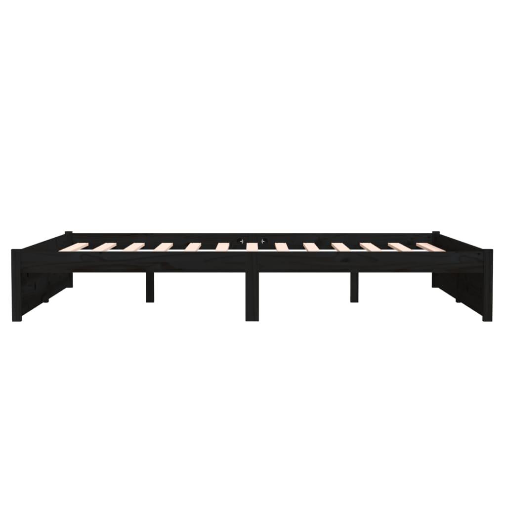 Bed Frame without Mattress Black Solid Wood 150x200 cm