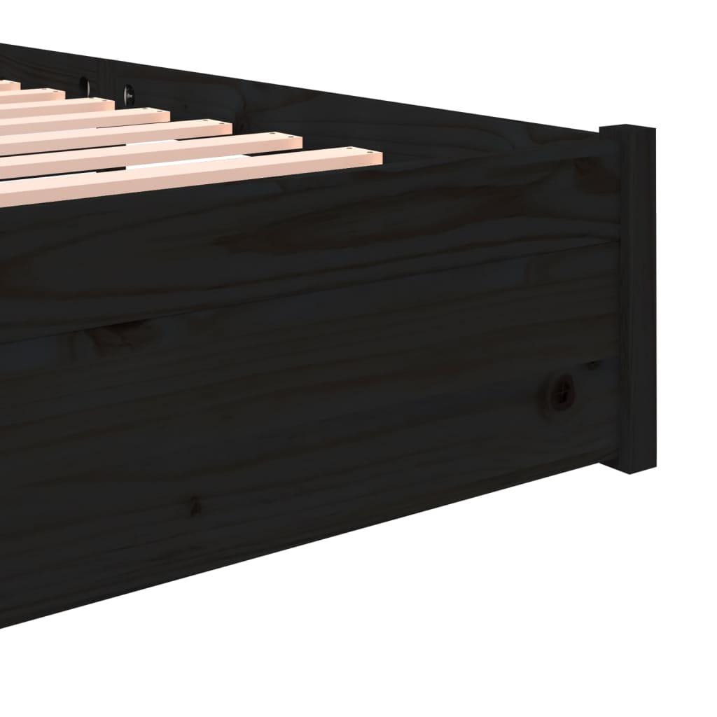 Bed Frame without Mattress Black Solid Wood 150x200 cm