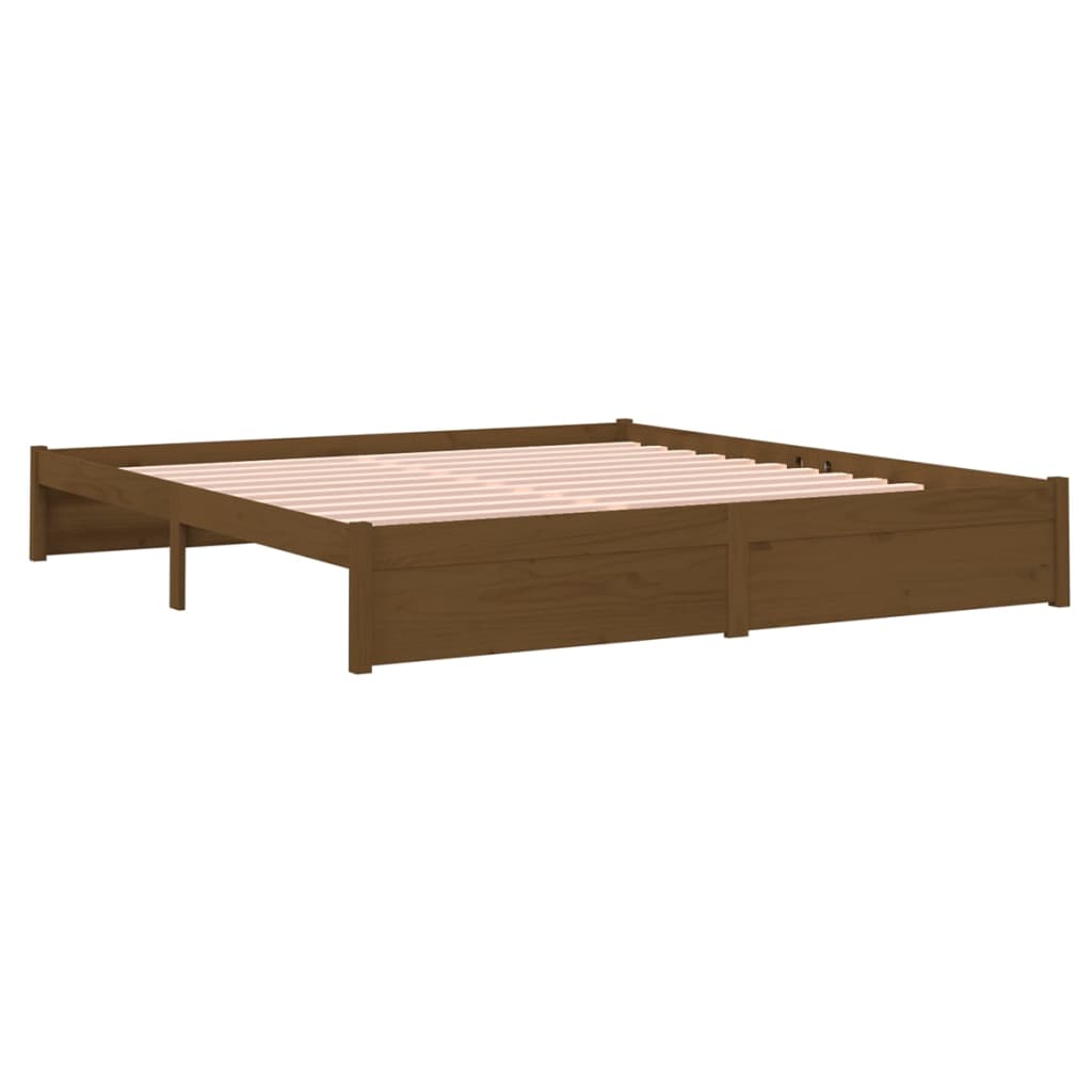 Bed Frame without Mattress Honey Brown Solid Wood 183x203 cm King