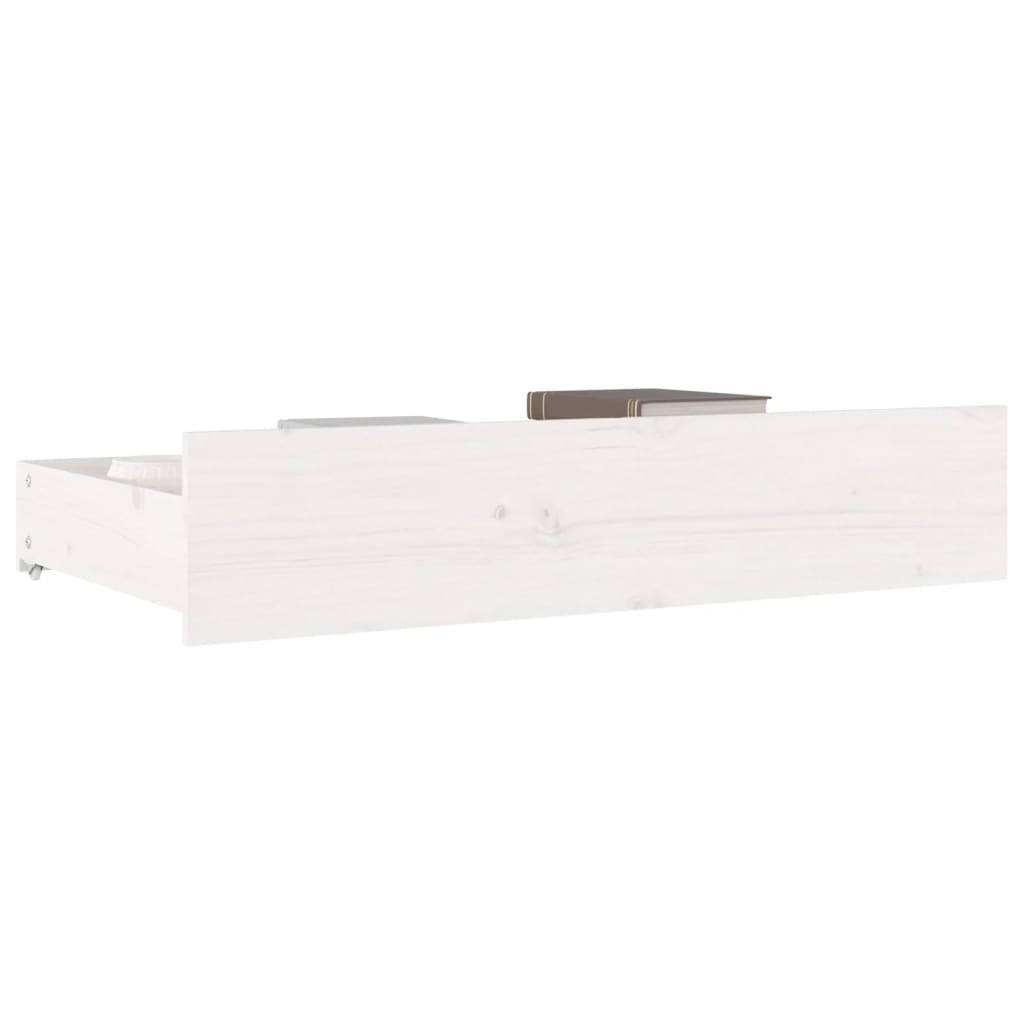 Bed Drawers 4 pcs White Solid Wood Pine