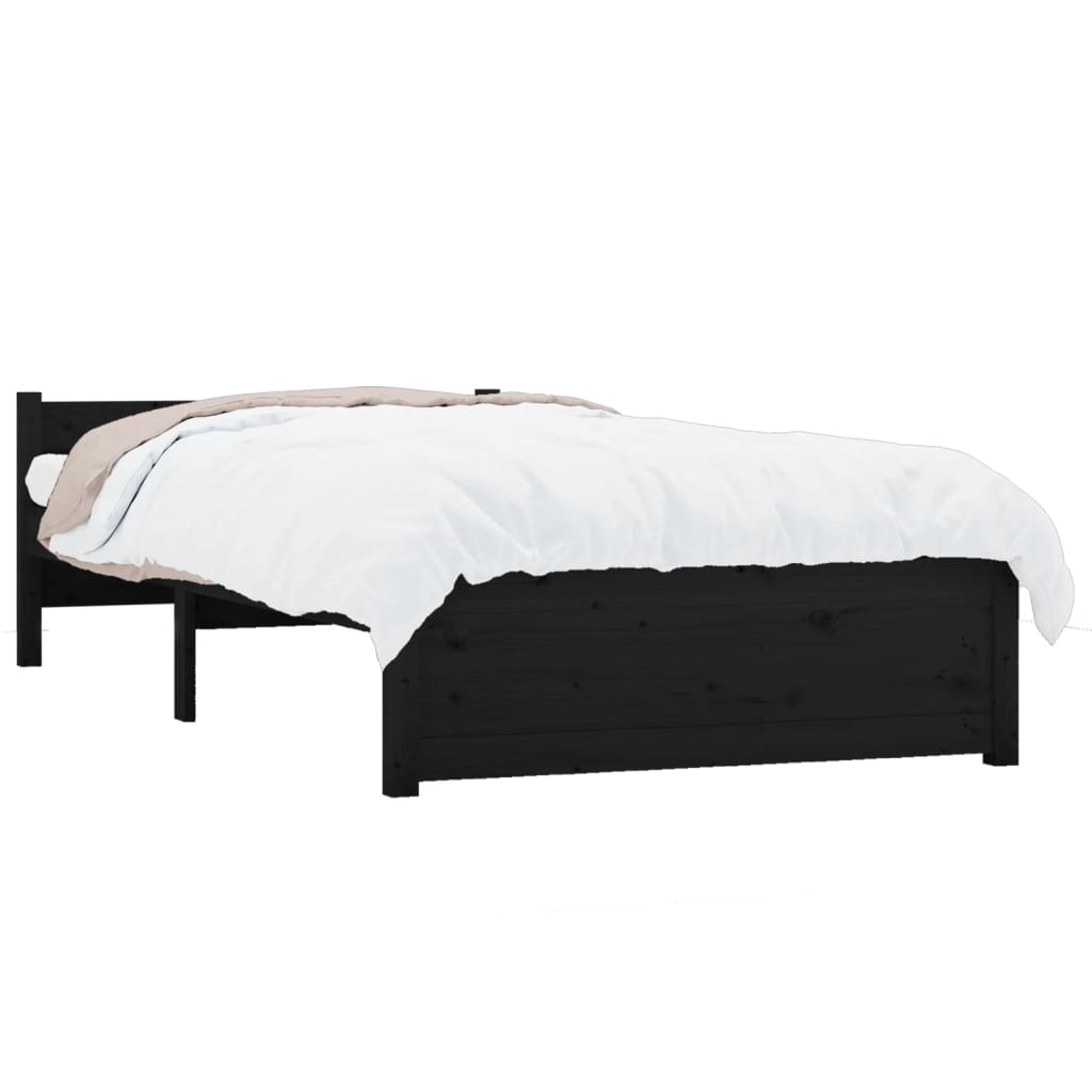 Bed Frame without Mattress Black Solid Wood 90x190 cm