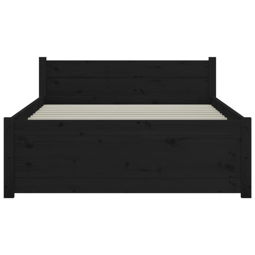 Bed Frame without Mattress Black Solid Wood 90x190 cm