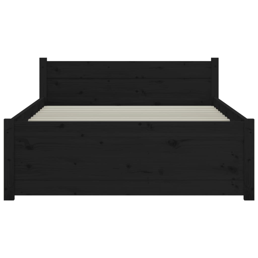 Bed Frame without Mattress Black Solid Wood 90x190 cm