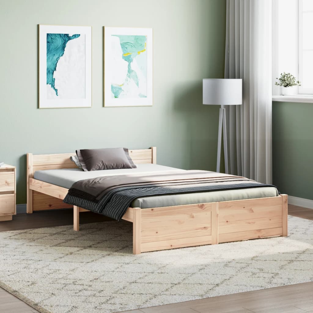 Bed Frame without Mattress Solid Wood 135x190 cm