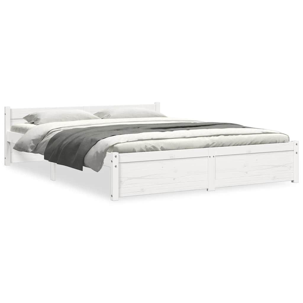 Bed Frame without Mattress White Solid Wood 150x200 cm