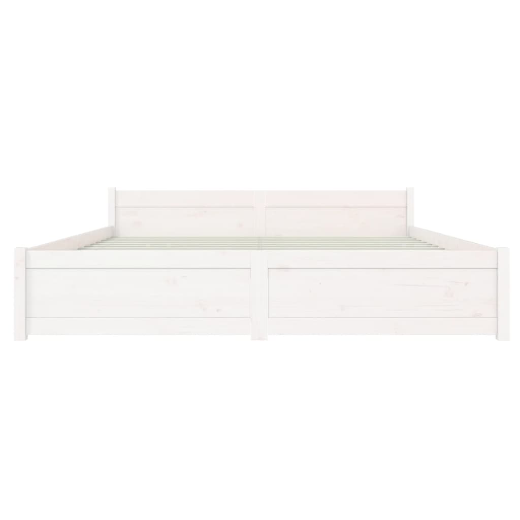 Bed Frame without Mattress White Solid Wood 150x200 cm