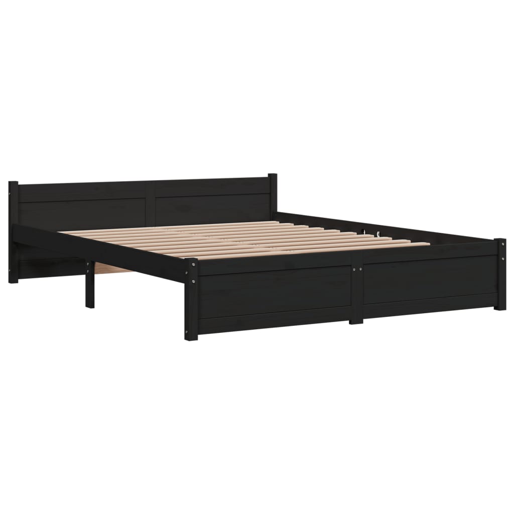 Bed Frame without Mattress Black Solid Wood 150x200 cm