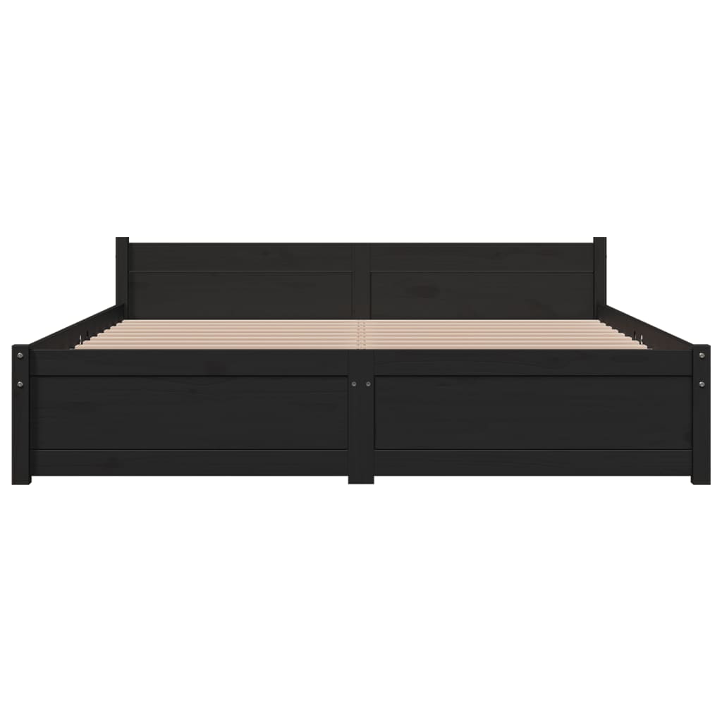 Bed Frame without Mattress Black Solid Wood 150x200 cm