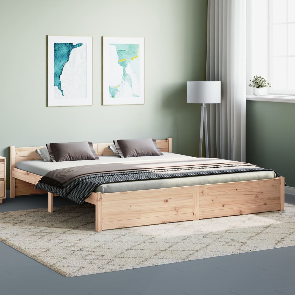 Bed Frame without Mattress Solid Wood 183x203 cm King