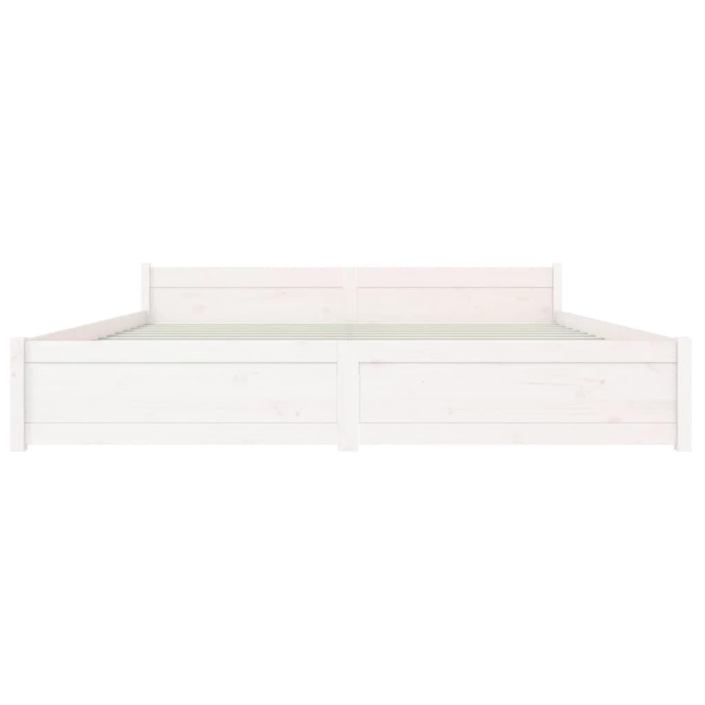 Bed Frame without Mattress White Solid Wood 183x203 cm King