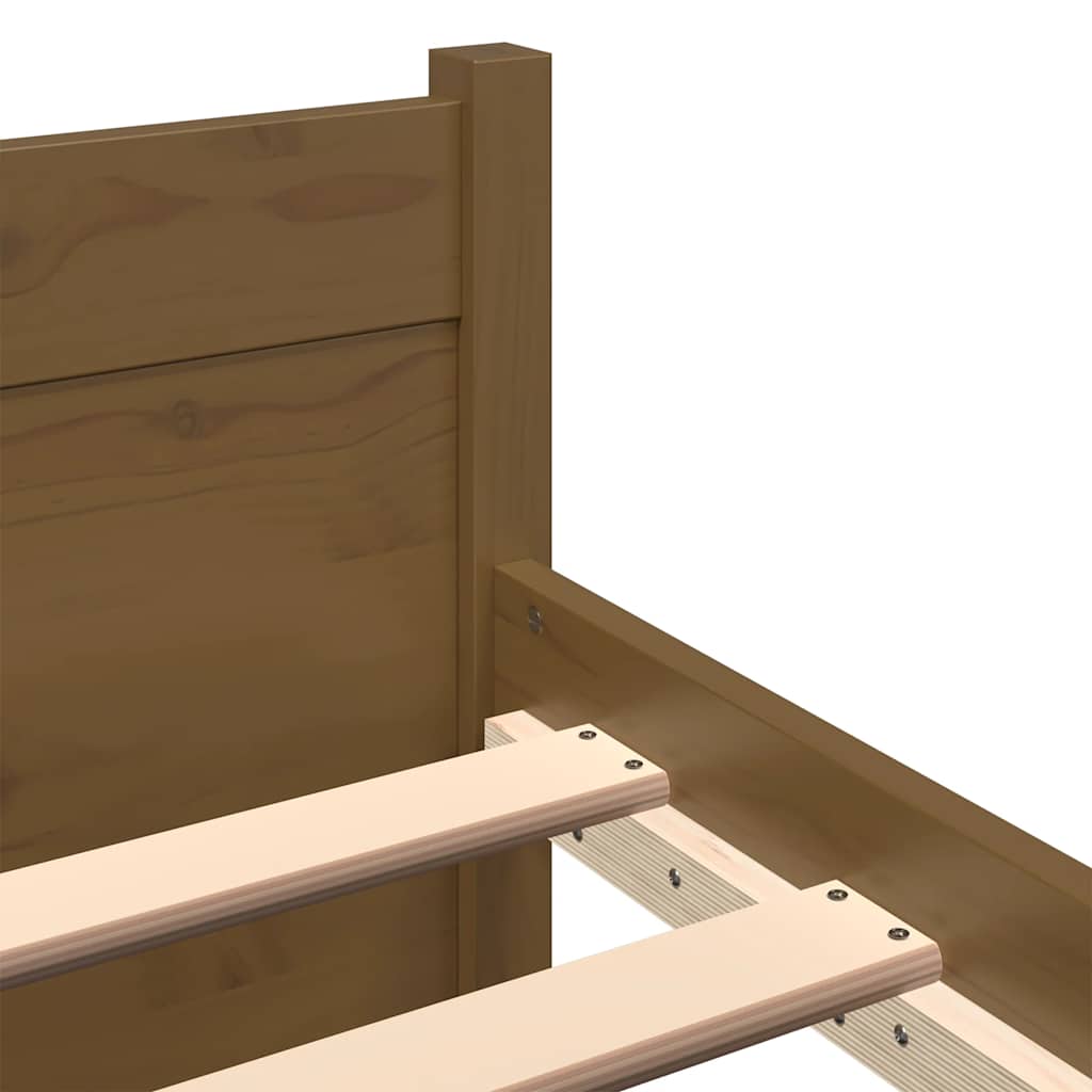 Bed Frame without Mattress Honey Brown Solid Wood 183x203 cm King