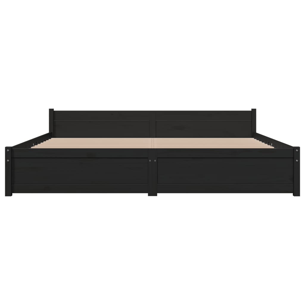 Bed Frame without Mattress Black Solid Wood 183x203 cm King