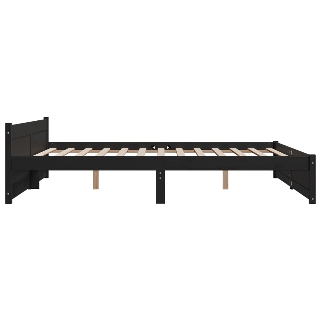 Bed Frame without Mattress Black Solid Wood 183x203 cm King