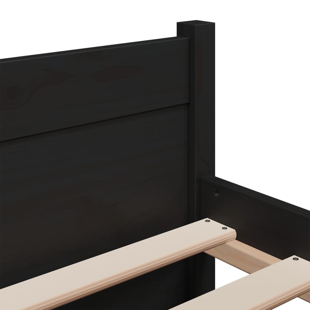 Bed Frame without Mattress Black Solid Wood 183x203 cm King