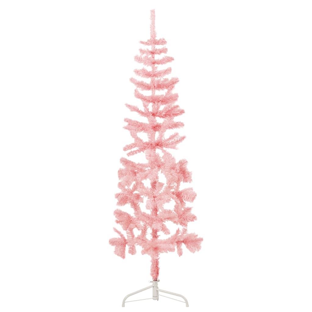Slim Artificial Half Christmas Tree with Stand Pink 150 cm