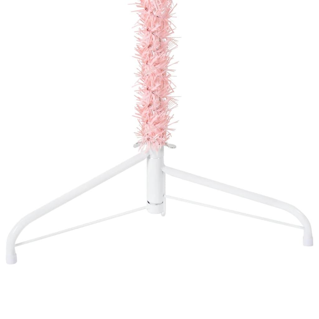 Slim Artificial Half Christmas Tree with Stand Pink 240 cm