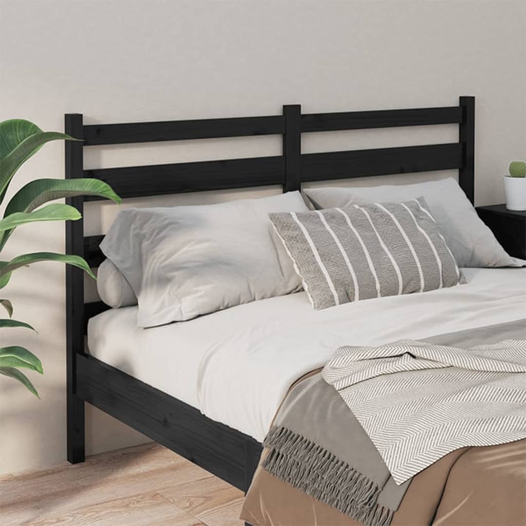 Bed Headboard Black 141 cm Solid Wood Pine