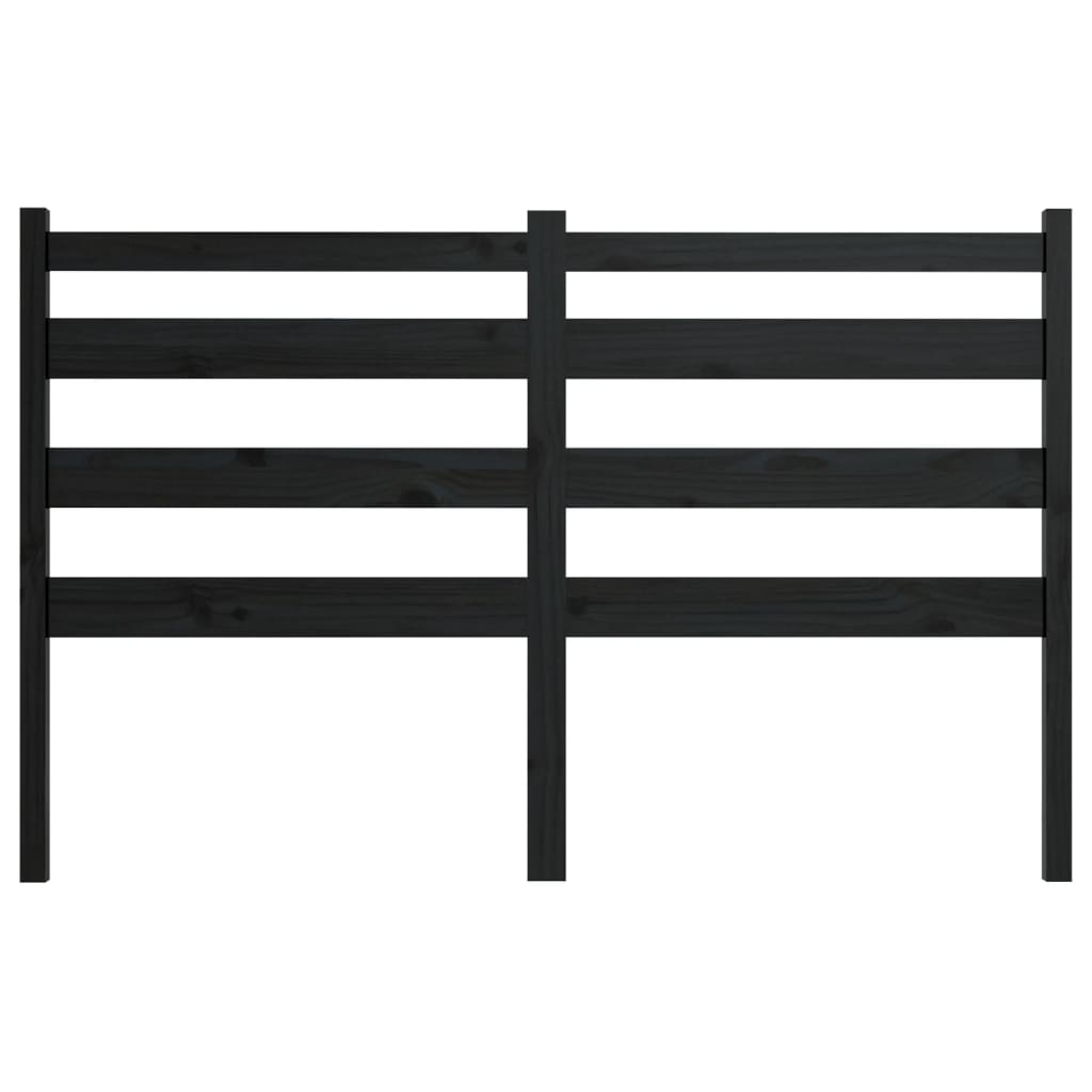 Bed Headboard Black 141 cm Solid Wood Pine