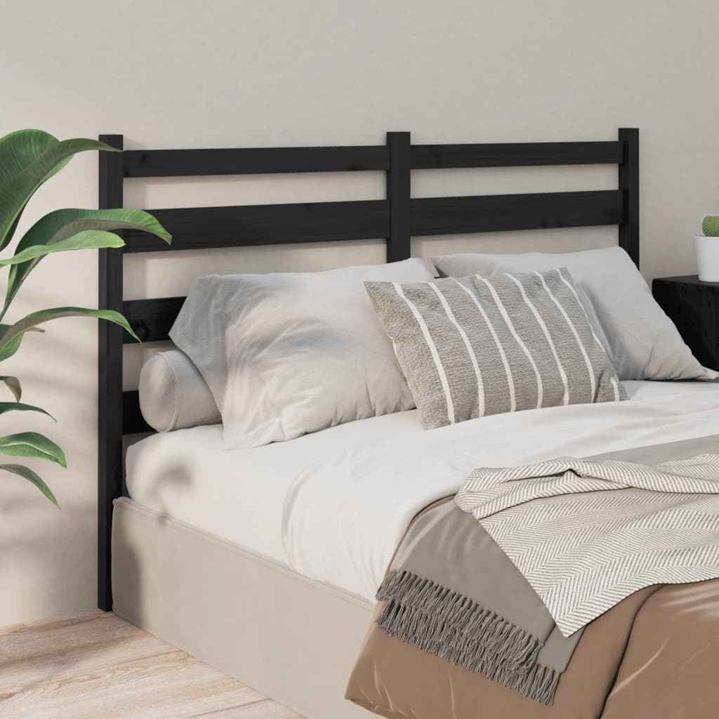 Bed Headboard Black 141 cm Solid Wood Pine