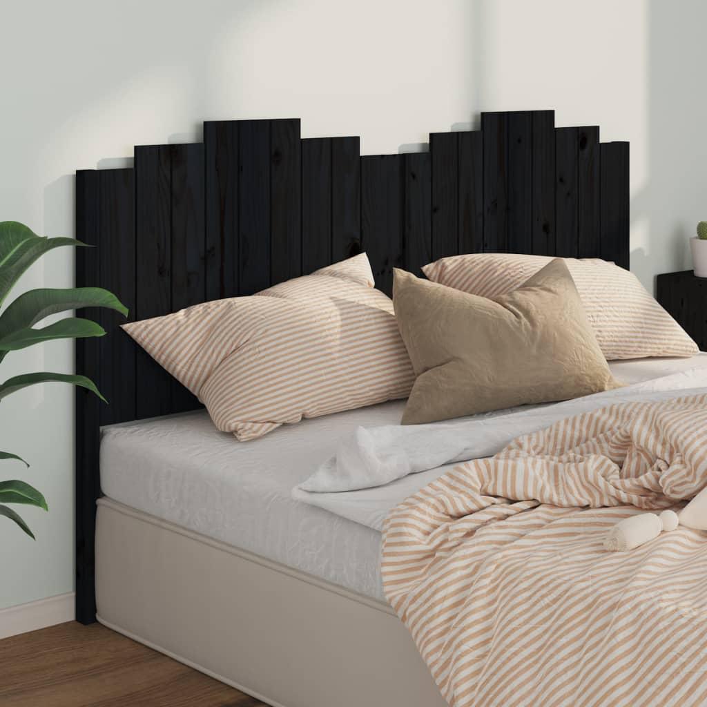 Bed Headboard Black 186 cm Solid Wood Pine